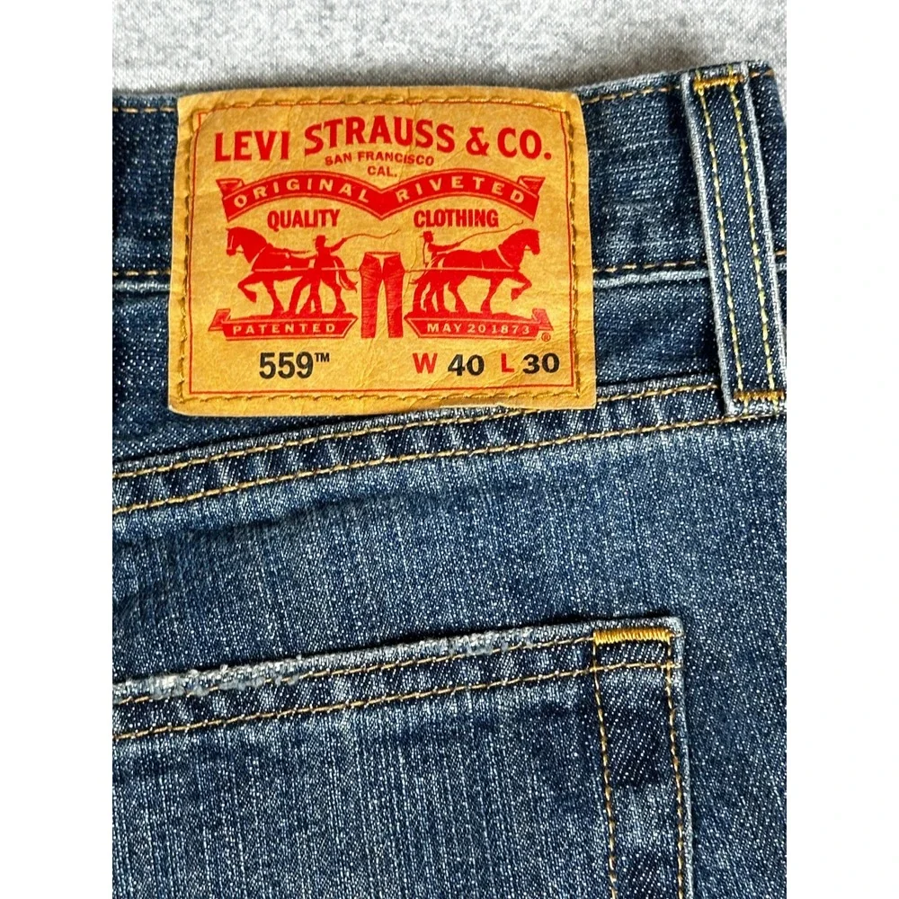 Levis‎ 559 Relaxed Straight Jeans 40x30 Dark Wash Blue Denim Casual Pants
